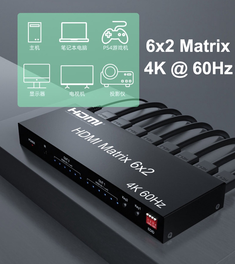 4K @ 60hz 6x2 HDMI Ʈ 6 IN 2 OUT HDMI ġ ..